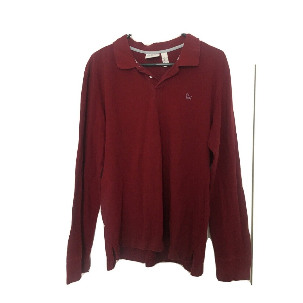 Aeropostale Burgundy Long Sleeve Polo Shirt Men's Size Large Slim Fit